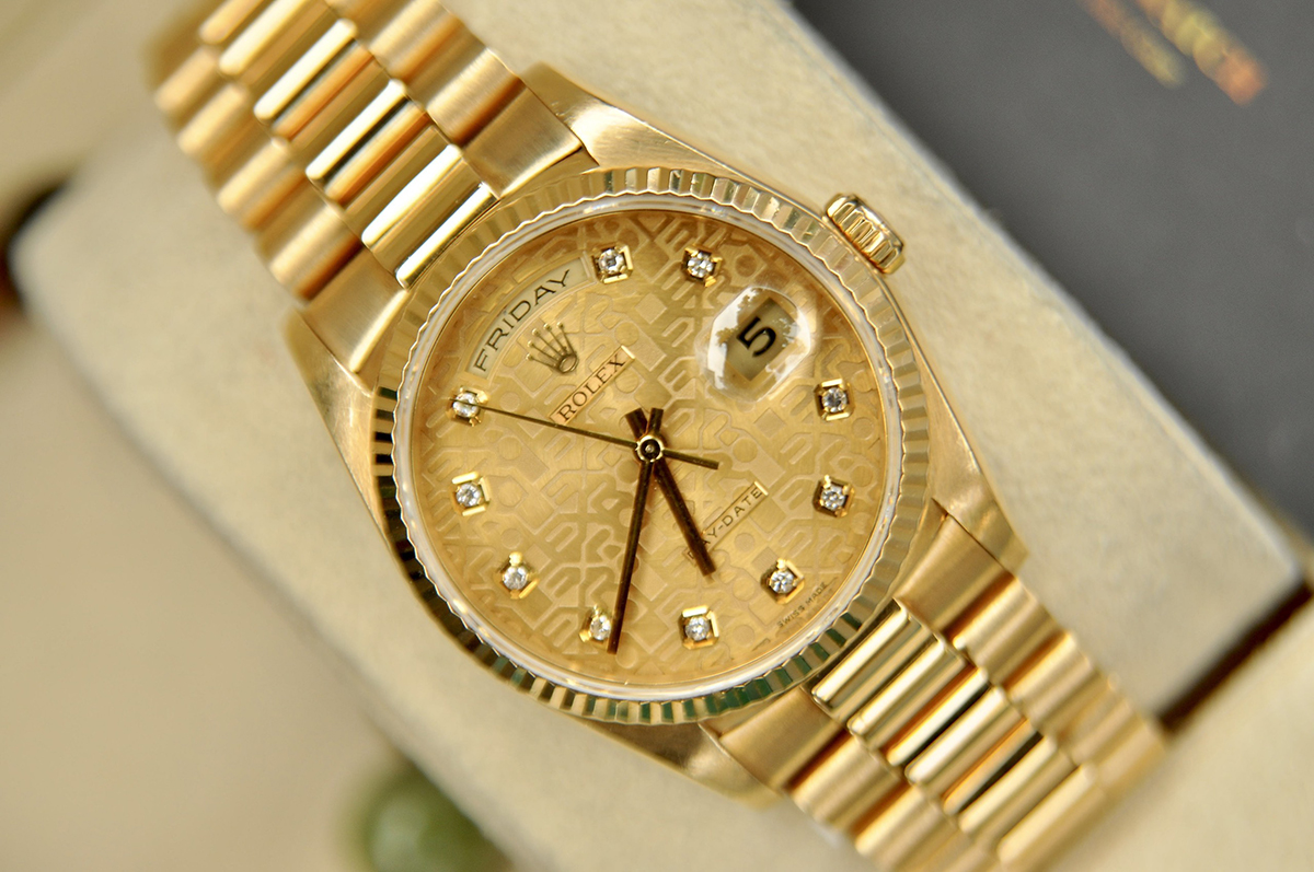 dong ho rolex day date 18238 mat vi tinh vang 18k size 36mm 2