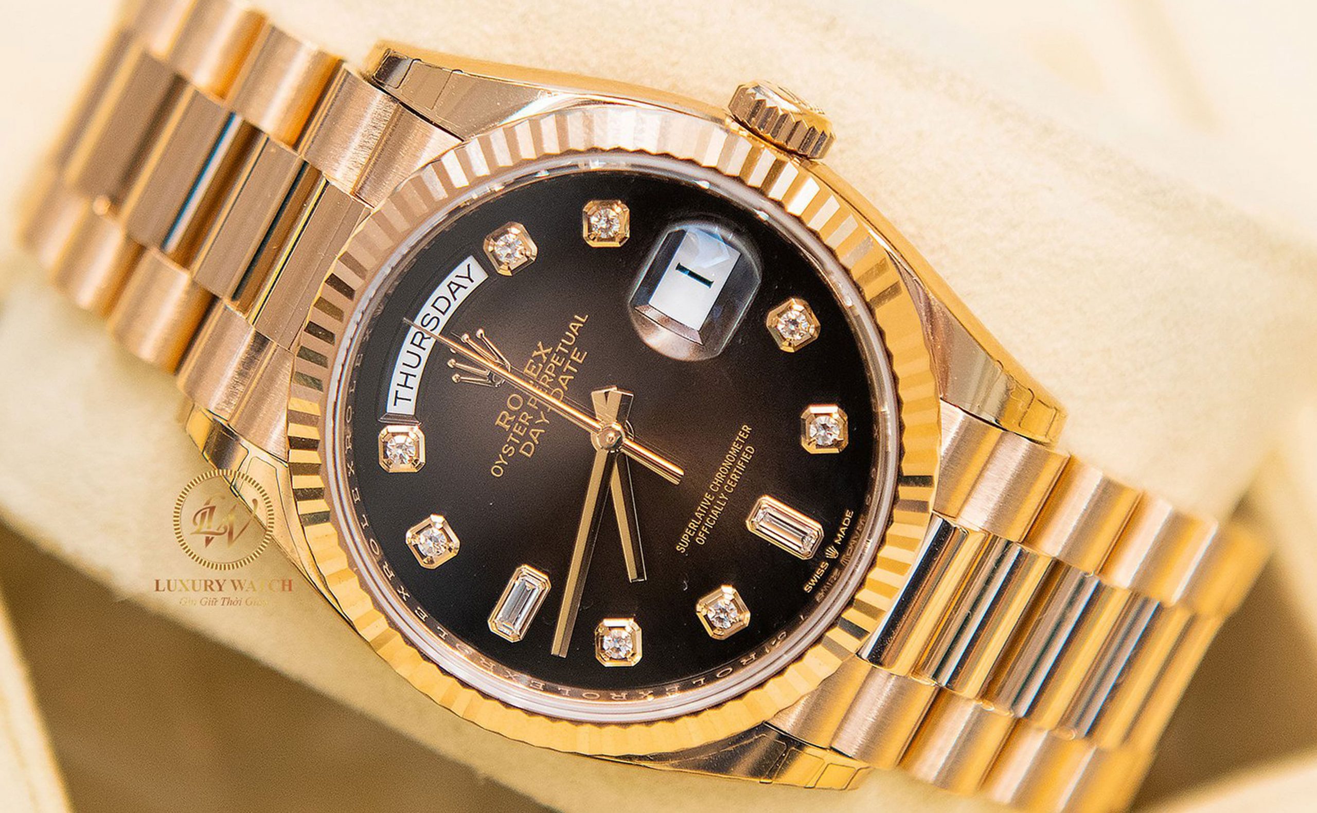 rolex day date 36 brown ombre dial watch min scaled